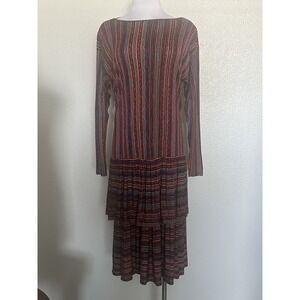VTG Diane Von Furstenberg Striped Tiered Long Sleeve Midi Dress Made in Italy 10
